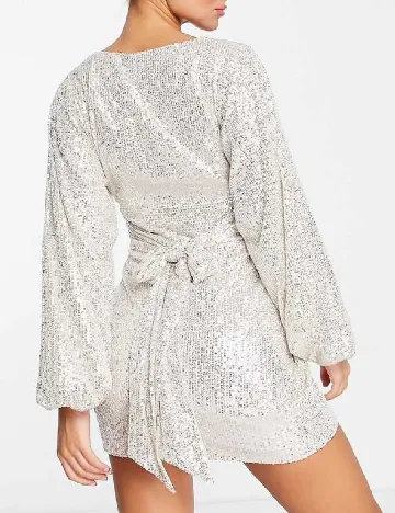 Rochie scurta Pretty Lavish, argintiu/bej