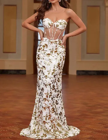 Rochie lunga SHEIN, alb/auriu