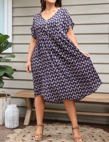 Rochie medie SHEIN CURVE, bleumarin inchis