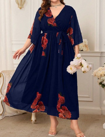 Rochie lunga SHEIN CURVE, bleumarin