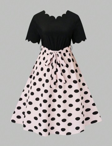 Rochie medie SHEIN CURVE, negru/roz