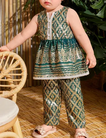 Compleu Shein Kids, verde/auriu