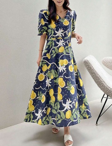 Rochie lunga Dazy, bleumarin