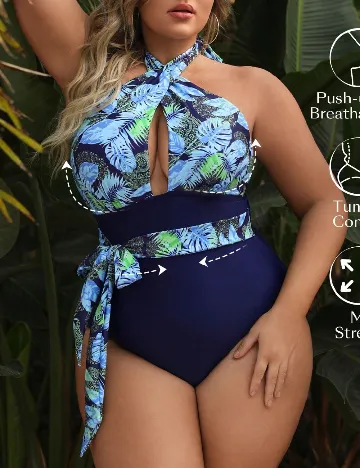 Costum de baie SHEIN CURVE, albastru