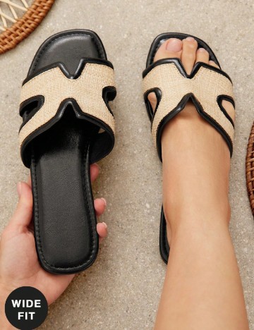 Slapi SHEIN, crem/negru