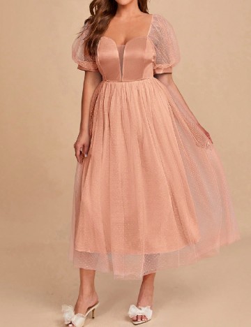 Rochie medie SHEIN CURVE, roz pudra inchis