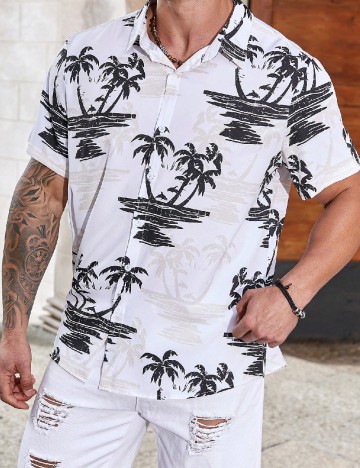 Camasa SHEIN Plus Size Men, alb