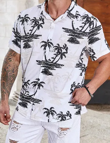 Camasa SHEIN Plus Size Men, alb