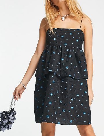 Rochie scurta Envii, negru/albastru