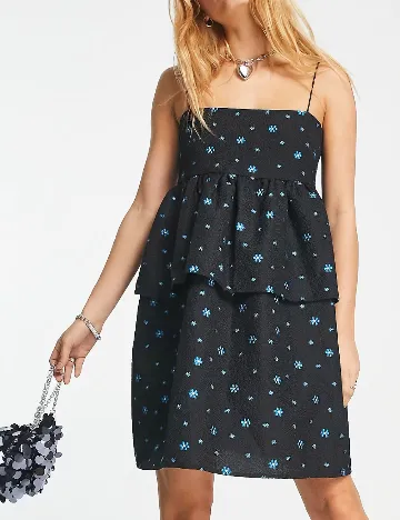 Rochie scurta Envii, negru/albastru