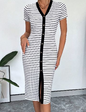 Rochie medie SHEIN, alb/negru