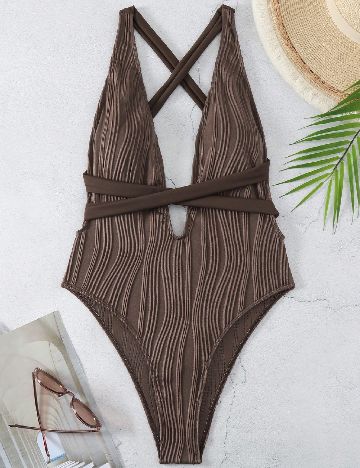 Costum de baie SHEIN, maro