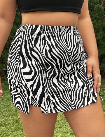 Fusta pantalon SHEIN CURVE, alb/negru