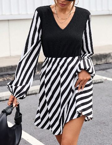 Rochie scurta SHEIN, alb/negru