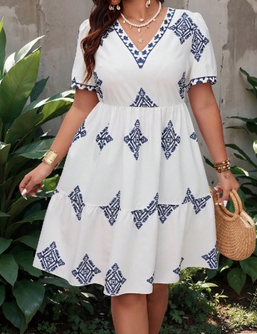 Rochie medie SHEIN CURVE, alb