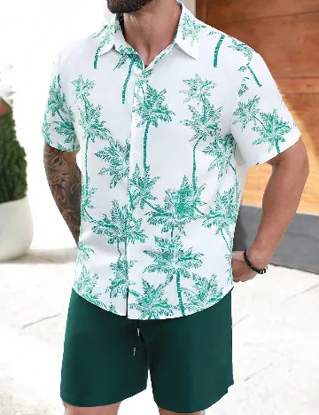 Compleu SHEIN Plus Size Men, verde/alb