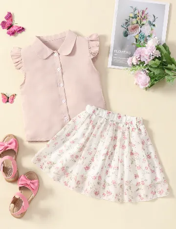 Compleu Shein Kids, roz/alb