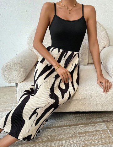 Rochie lunga SHEIN, alb/negru