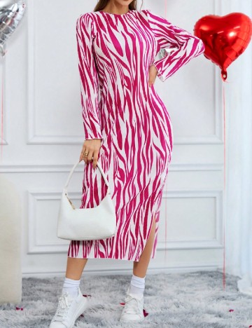 Rochie medie SHEIN, roz/alb