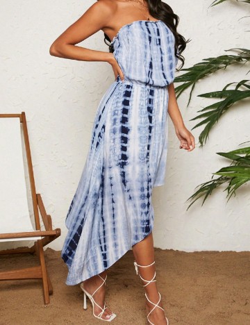 Rochie medie SHEIN, albastru/alb