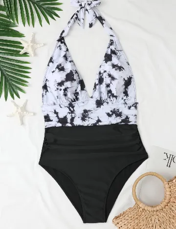 Costum de baie SHEIN CURVE, negru/alb