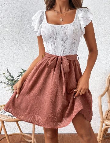 Rochie scurta SHEIN, alb/roz