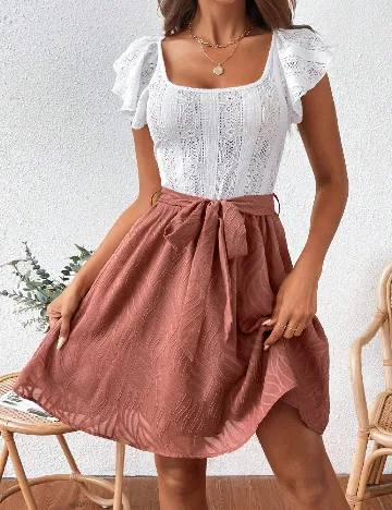 Rochie scurta SHEIN, alb/roz