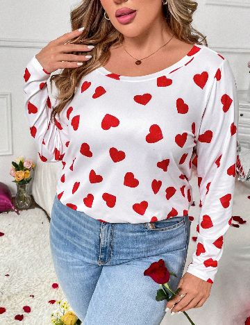 Bluza SHEIN CURVE, alb/rosu