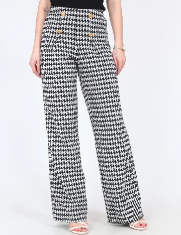 Pantaloni River Island, alb/negru