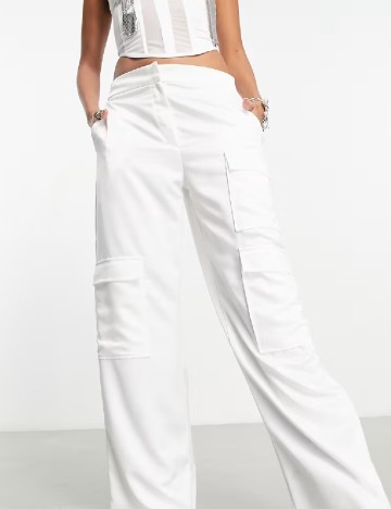 Pantaloni COLLUSION, alb