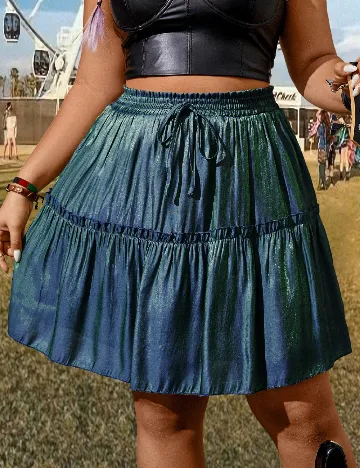 Fusta SHEIN CURVE, albastru/verde