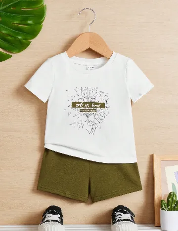 Compleu Shein Kids, verde/alb