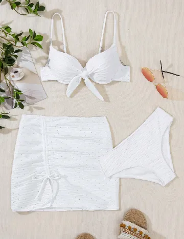 Compleu De Plaja SHEIN, alb