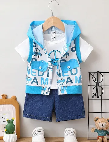 Compleu Shein Kids, albastru/alb