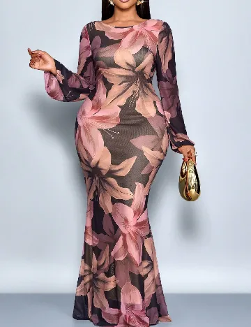 Rochie lunga SHEIN CURVE, floral print