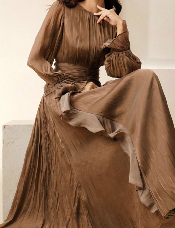 Rochie lunga Anewsta, maro