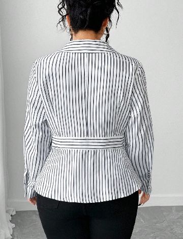 Camasa SHEIN CURVE, alb/gri