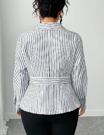 Camasa SHEIN CURVE, alb/gri