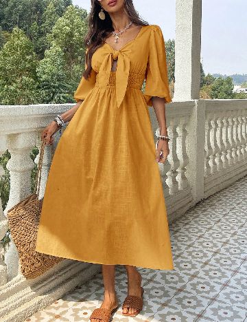 Rochie medie SHEIN, mustar