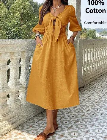 Rochie medie SHEIN, mustar