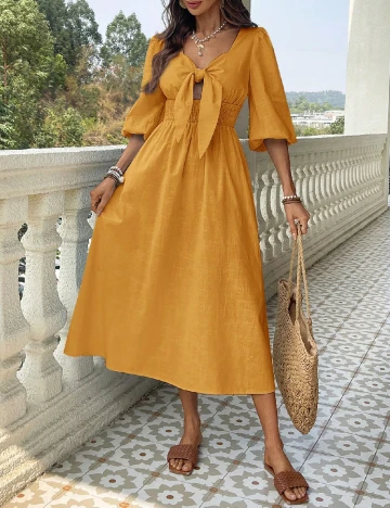 Rochie medie SHEIN, mustar