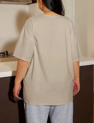 Tricou Oversize SHEIN CURVE, maro deschis