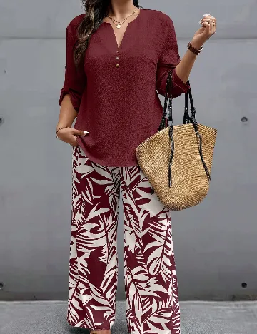 Compleu SHEIN CURVE, visiniu/alb