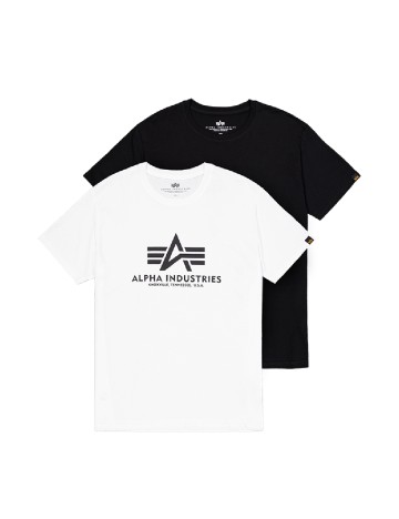 Set Tricouri 2 bucati ALPHA INDUSTRIES, alb/negru