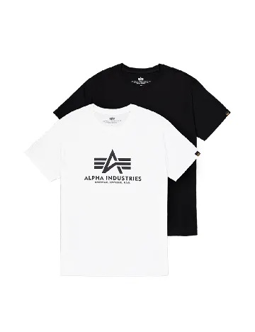 Set Tricouri 2 bucati ALPHA INDUSTRIES, alb/negru