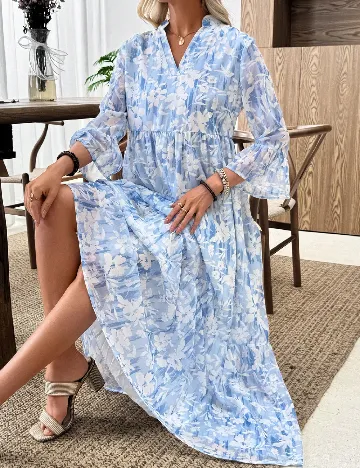 Rochie lunga Emery Rose, alb/bleu