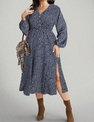 Rochie medie SHEIN CURVE, albastru