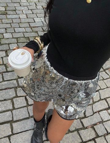 Pantaloni scurti SHEIN, argintiu