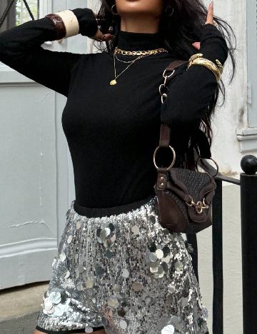 Pantaloni scurti SHEIN, argintiu