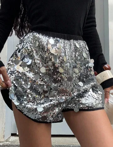 Pantaloni scurti SHEIN, argintiu